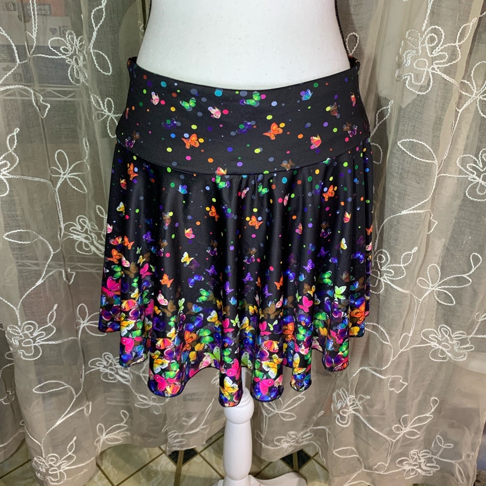 Black and Rainbow Butterfly Skort